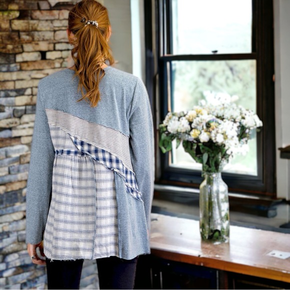 Plaid and Striped Mixed Print Tunic - Picture 5 of 6